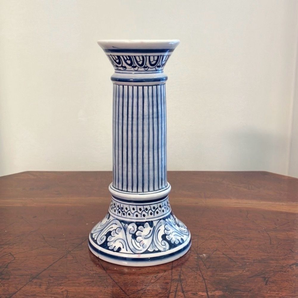 Real Ceramic Coimbra Candlestick From Portugal